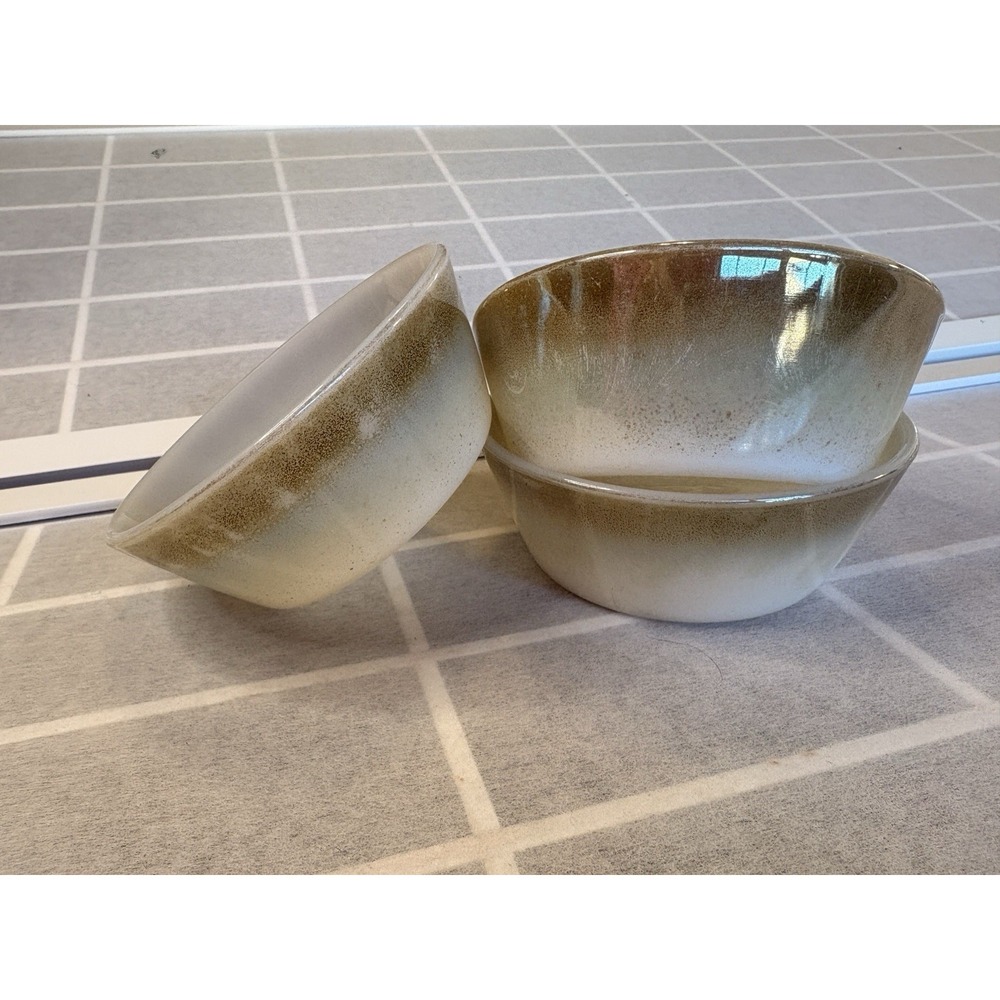 Set Of 3 Vintage Federal Glass Mesa Bowls - Brown Ombre‎ Milk Glass - 1950s MCM